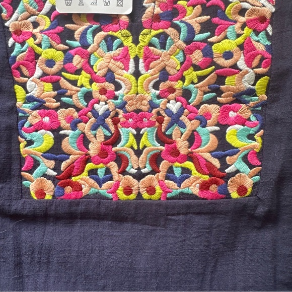 Kirundo |‎ Women’s Embroidered Boho Navy Long Sleeve Mini Dress NWT Size Small - Picture 7 of 9